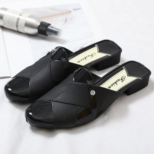 Ladies Sandals Wedge Heel Soft Bottom Drag Sandals Summer Wear Kitchen Work Waterproof Girl Student Single Shoes