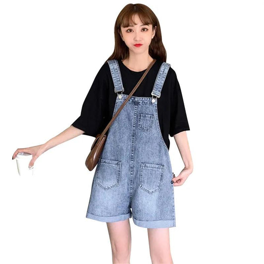 WTEMPO Woman Jeans Romper Pants Summer Denim Jumpsuit Pockets Sleeveless Adjusted Overalls