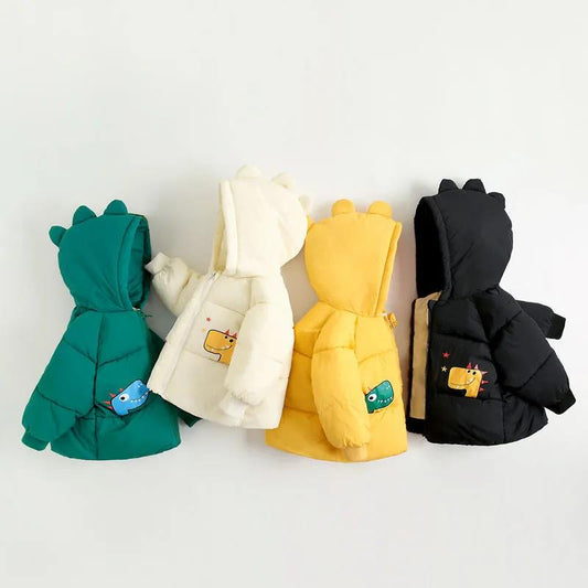 Girls' Down and Down Plus Velvet Thick Warm Jacket In Winter Windproof Padded Jacket