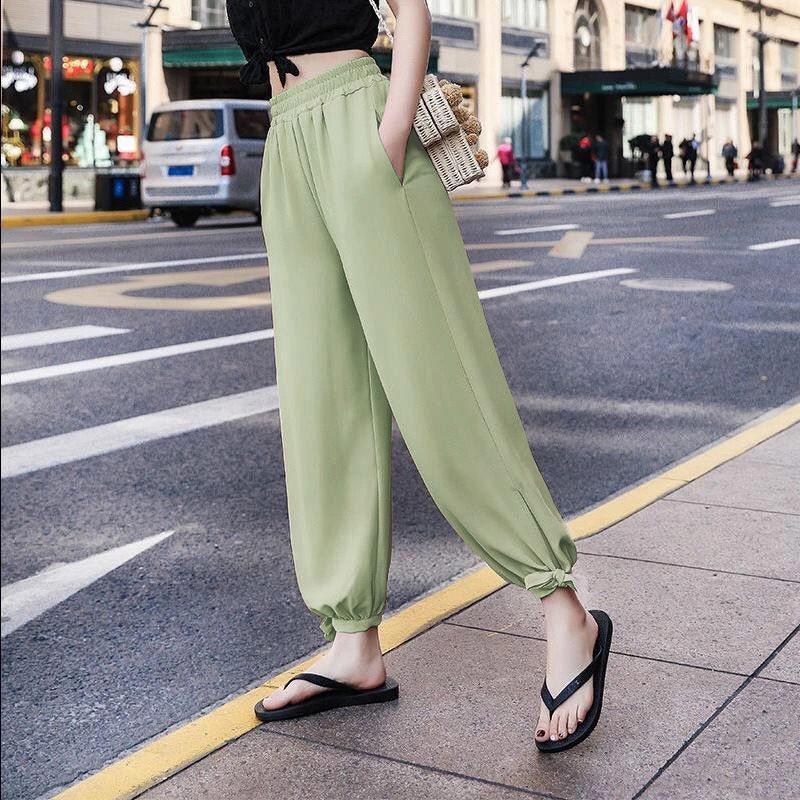 Bloomers Girls Spring and Summer Large Size Loose Nine-point Wide-leg Pants High-waisted Thin Wild Harlan Casual Pants