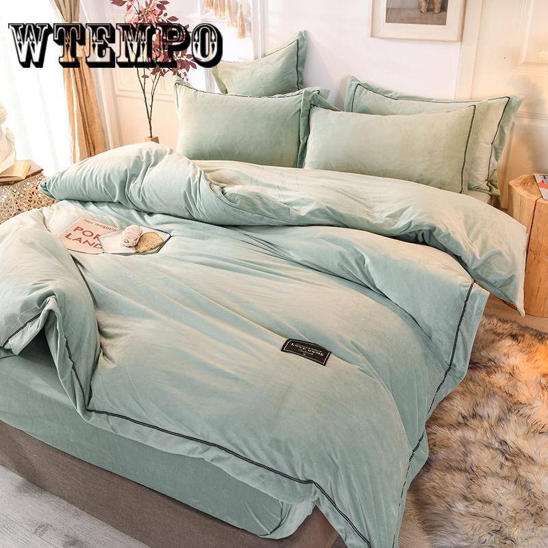 4Pcs Home Textile Plush Duvet Cover Pillowcase Bed Sheet Winter Bedding Sets Queen Bed Linens