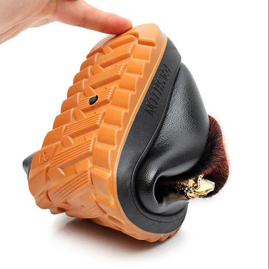 Women's Shoes Warm Boots Thick-soled Winter Waterproof Non-slip Boots Soft-soled Shoes Plus Velvet Non-slip Leather Shoes for The Elderly Snow Boots