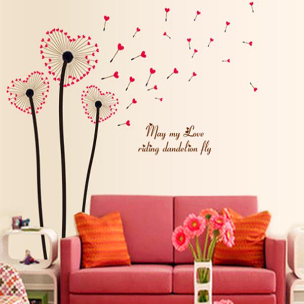 Love dandelion wallpaper environmentally friendly high quality transparent removable wall sticker