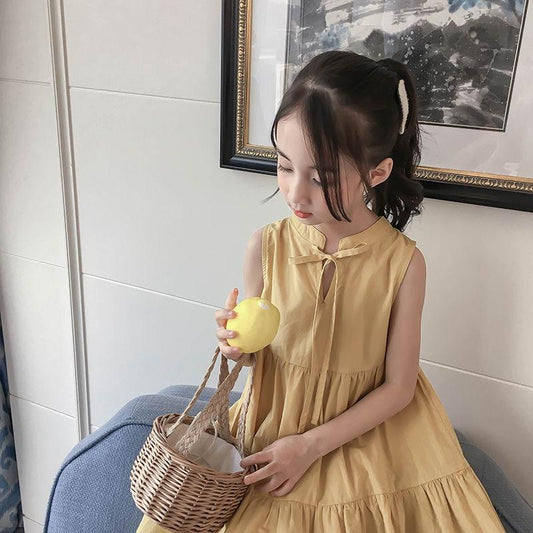 Girls Dress Summer Toddler Dress Sleeveless Dress Loose Solid Princess Dress Girls Baby Kids Clothing