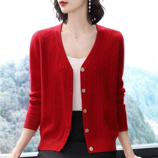 Cardigan Sweater Women's Short Knitted Sweater Top Spring and Autumn Fashion Loose Plus Size Sweater Coat