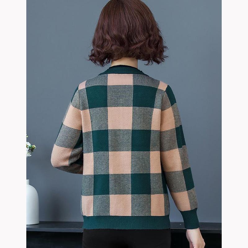 Plaid Casual Short Coat Middle-aged Mother Jacket Spring Autumn Loose Cardigan Women's Loose Baseball Uniform Jacket