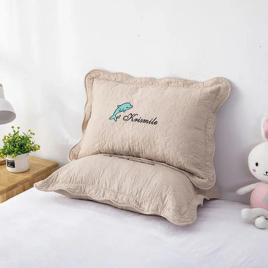 Solid Color Cartoon Embroidered Cotton Quilting Thickening Process Four Seasons Universal Adult Children's Pillowcase Pillowcase 60*40