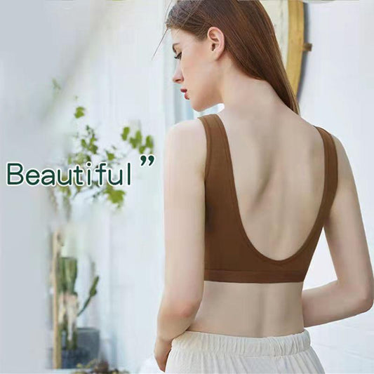 Pure Cotton Beauty Back Big U-shaped Sports Vest Fitness Bra Yoga Underwear Women's No Steel Ring Tube Top Gather Anti-failure Sports Underwear