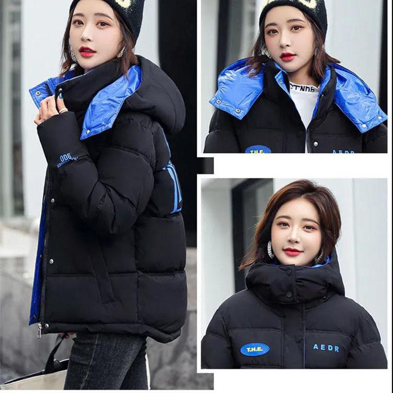Down Jacket Short Winter New Korean Version of Bright Color Printed Cotton Clothing Loose and Thick Cotton Clothing