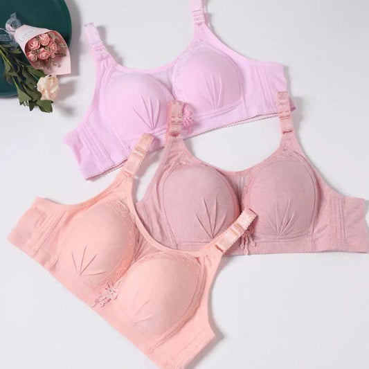 Thin Four Seasons Bra Without Steel Ring Anti-glare Bra Ladies Middle-aged Women's Gathered Underwear