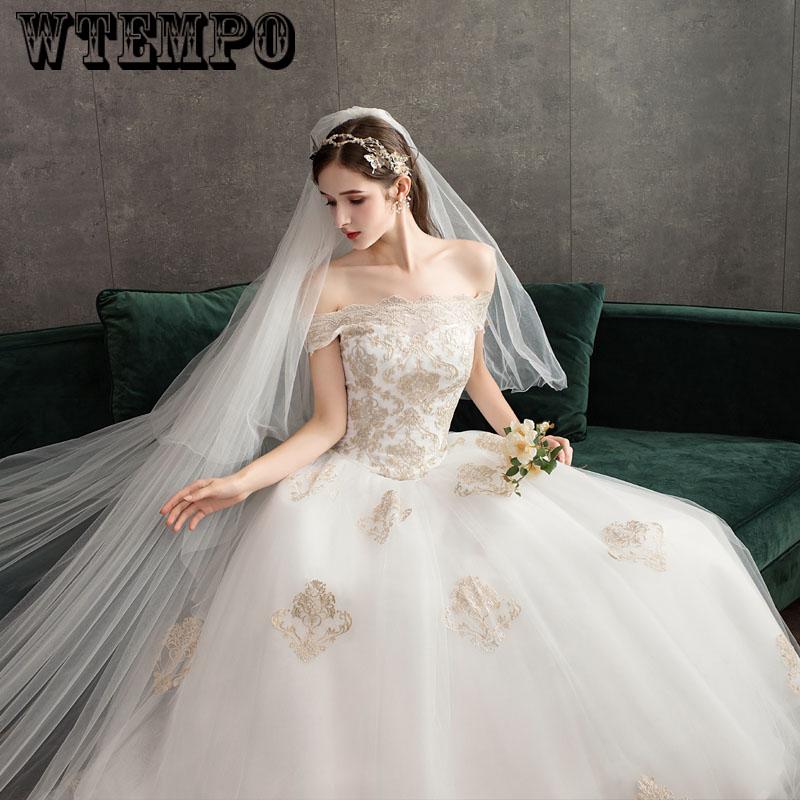 Lace Wedding Dresses Off the Shoulder Appliques Bride Dress Princess Wedding Gown robe de mariee