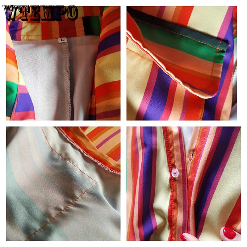 Long Dress Ladies Shirt Dress Color Stripe Pattern Button Closure Loose and Casual Vacation Sandy Beach
