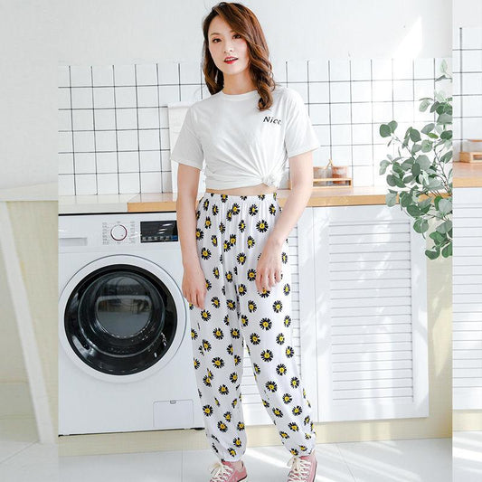 Ladies Pants Wide Leg Bloomers Summer Loose Thin Style Home Casual Pants Trendy Cool Big Size Beach Pants