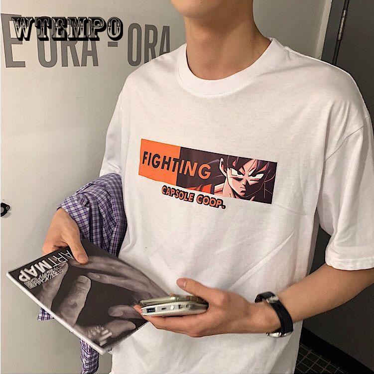 WTEMPO Tshirt Black Anime Top Clothing Pure Soft Animal Print T-shirt White Unisex