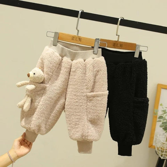 Baby Cotton Pants Thickened Outer Wear Baby Plush Thickened Pants Girls' Harlan Pants Autumn and Winter