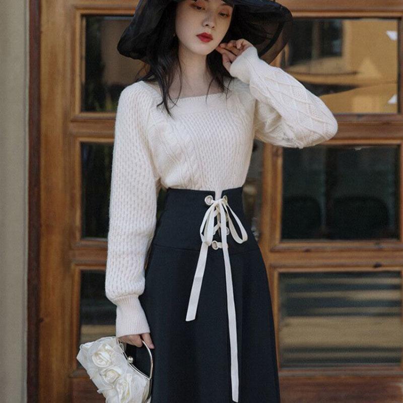 Autumn and Winter Korean Style Fashion Skirt Suit Is Thin Sweater Skirt Skirt Temperament Two-piece Suit