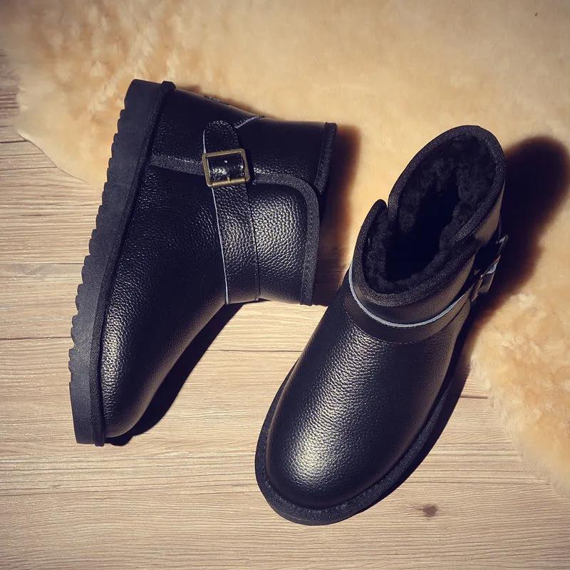 Waterproof Snow Boots Men's Shoes Winter Men's Boots Plus Velvet Warm Cotton Shoes Non-slip Leather Thick Casual Shoes