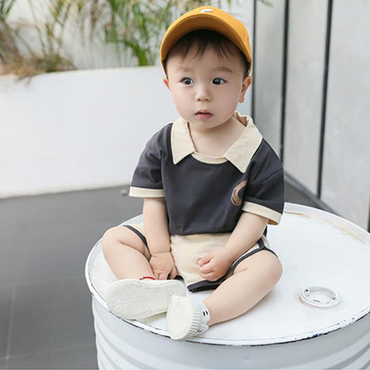 Children's Suit Summer Thin Short-sleeved Shorts Suit Korean Version of Boys and Girls Printed Smiley Face T-shirt Shorts Two-piece Set
