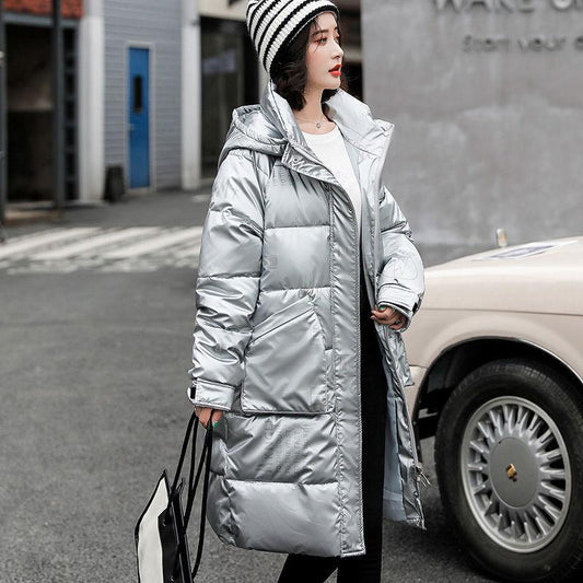 Winter Bright Face Wash-free Cotton Coat Women's Mid-length Coat Bread Coat Korean Style Cotton Coat Loose Padded Jacket