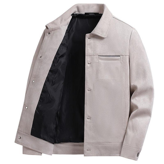 Warm Jacket Men's Autumn and Winter Thickening Casual Handsome Jacket Jacket Men's Simple Long-sleeved Cotton Jacket