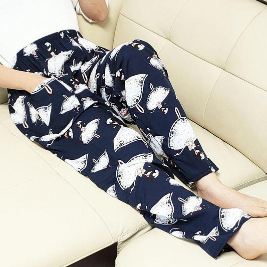 Summer Cool and Sunscreen Anti-mosquito Cotton Silk Beach Pants Cotton Silk Lantern Rayon Trousers Women Loose Harem Pants Feet Thin
