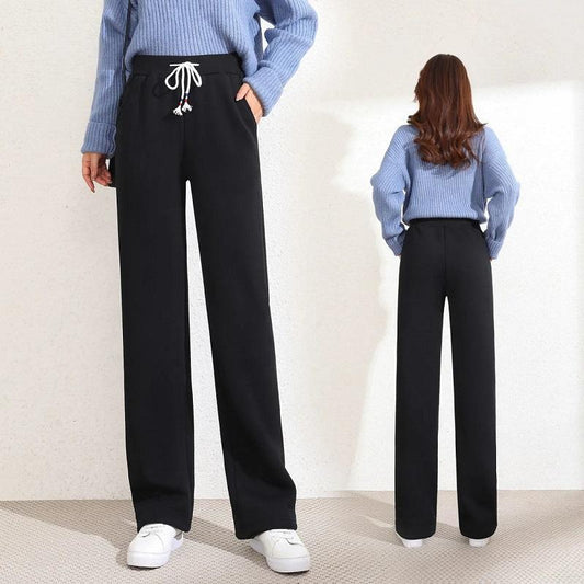 Women's Wide-leg Pants Spring and Autumn High-waisted Slim Straight-leg Trousers Loose Sports Casual Sweatpants