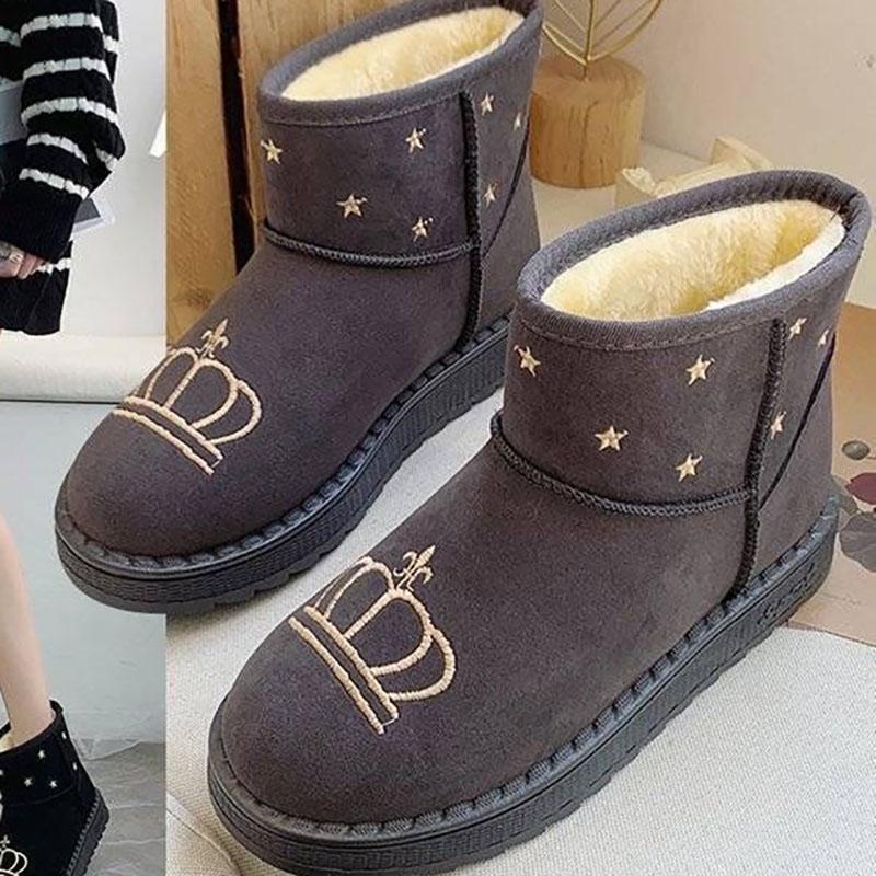 Short Tube Snow Boots Women Winter Flat Bottom All-match Plus Velvet Warm Cute Cotton Shoes Small Boots