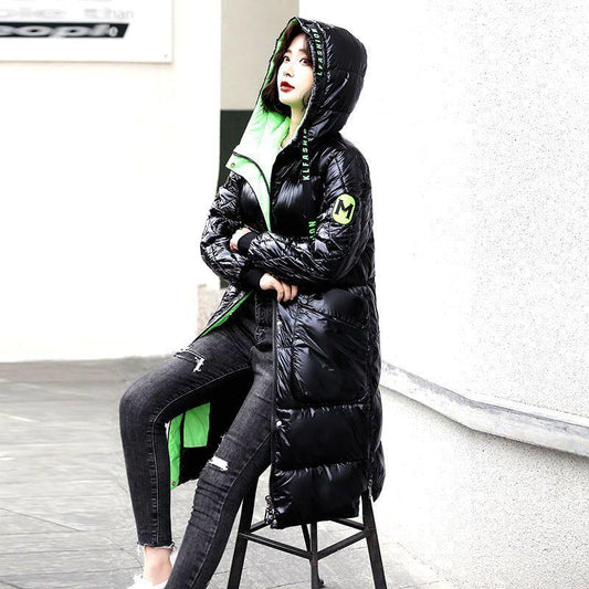 Trendy Autumn and Winter Plus Size Women's Padded Jacket Mid-length Shiny Warm Cotton Jacket