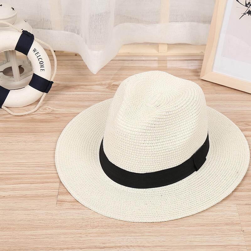 Summer Beach Women Hat Brim Ladies Sun Hat Casual Panama jazz Straw Hat Men Cap Sun Visor Cap Male