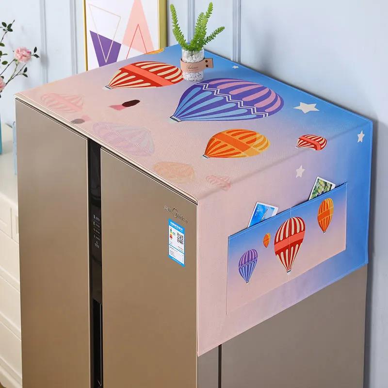 Refrigerator Cover Cloth Cotton Linen Waterproof and Dustproof Cover Towel Refrigerator Cover