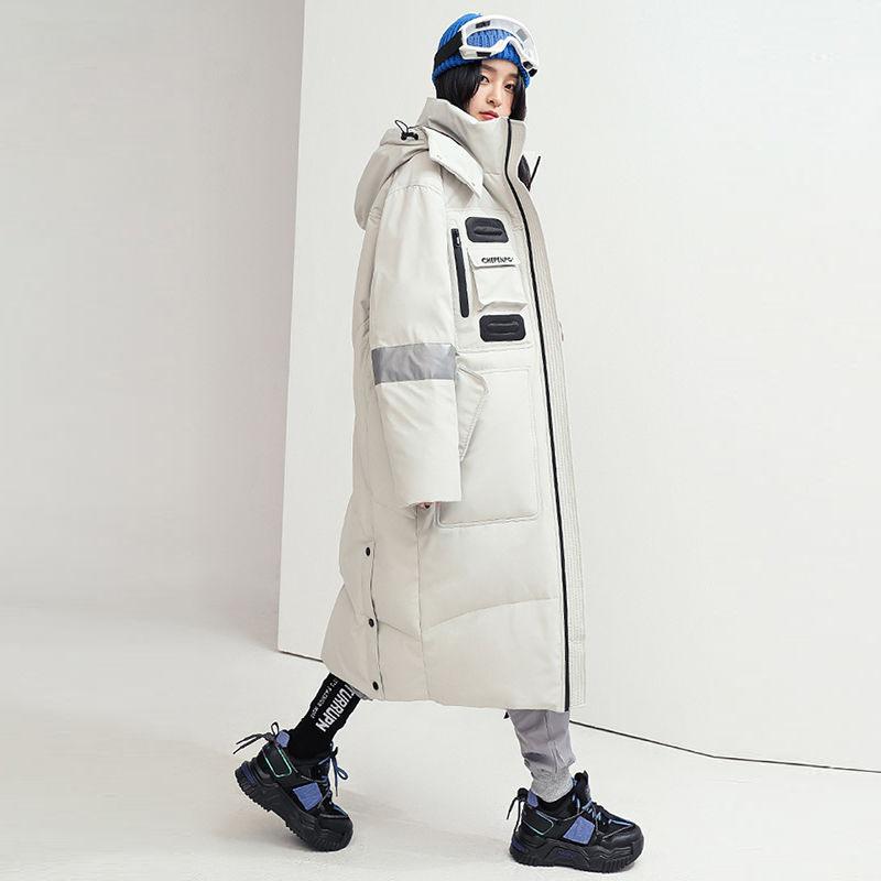 2021 Over-the-knee Long Down Jacket Women's Winter Mid-length Tooling Thickened Korean Couple Wear Winter Jacket