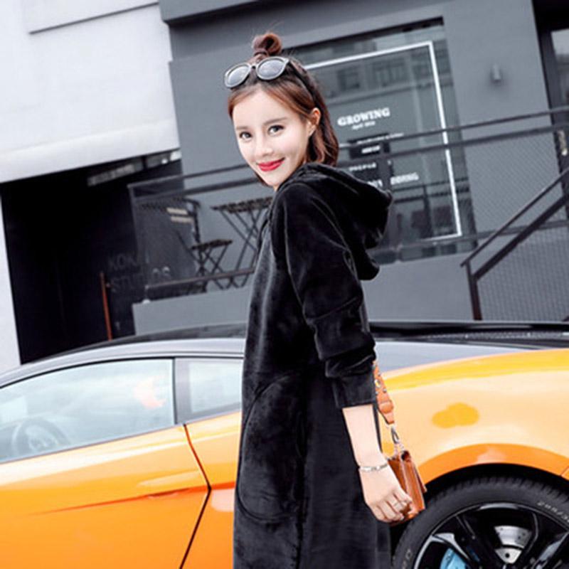 Wild large size long sleeve warm hooded Top autumn and winter sweater cotton female Sweatshirt