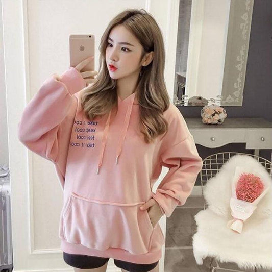 Hood Top Autumn Winter Sweatshirt Cotton Women's Sweatshirt Wild Large Size Long Sleeve Warm