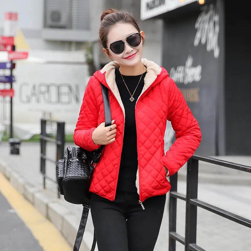 Winter Cotton-padded Jacket Women's Short Light Thin Padded Jacket Plus Cashmere Casual Cotton-padded Jacket Women's Lamb-like Wool Coat