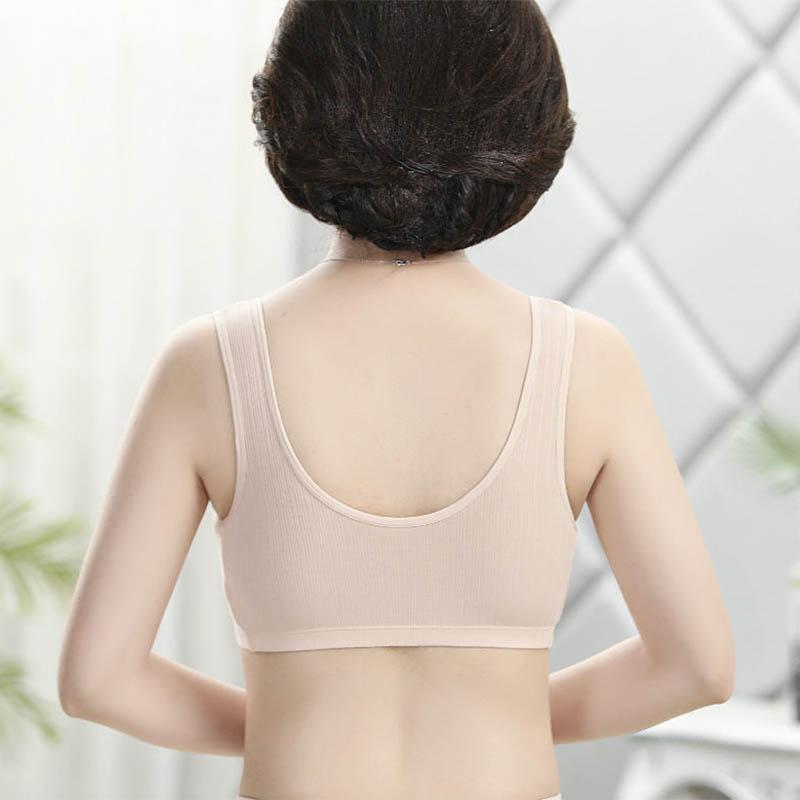 Large Size Zipper Front Buckle Gathering Underwear Thin Simple Glossy Full Cup Cotton Tank Top Bra