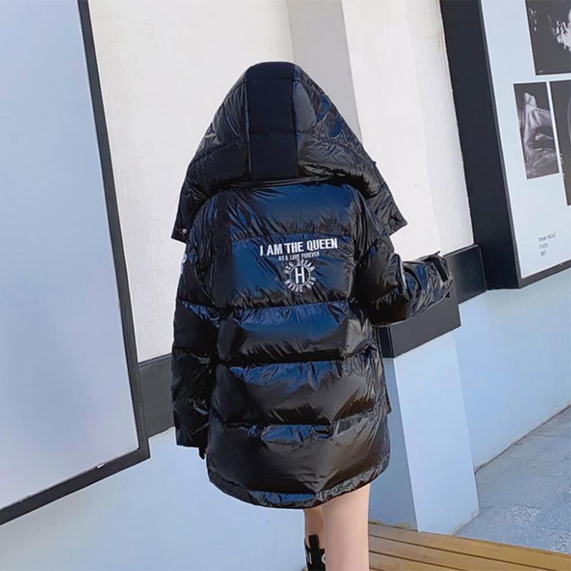 Women's Shiny Short Down Jacket Winter Korean Style Loose Quilted Jacket Casual Stand-collar Padded Jacket