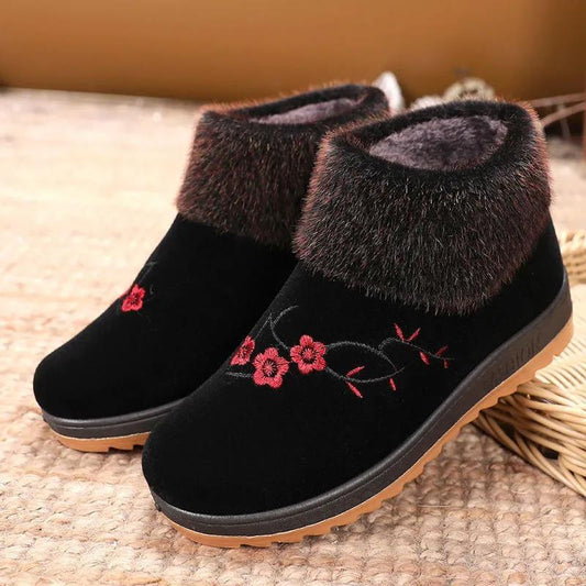 Ladies Cloth Shoes Winter Old Cotton Shoes Women Plus Velvet Warmth Soft-soled Non-slip Cotton Boots for The Elderly