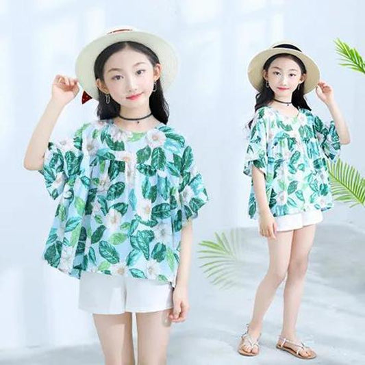 Girls' Summer Clothes Cotton Suit Western Style Children's Suit Two-piece Suit Summer Children's Fashionable Clothes