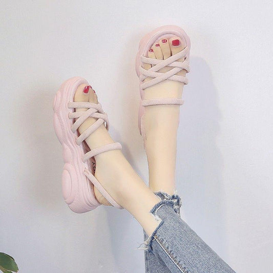 Sandals Women Summer Thick-soled All-match Outdoor Wear Roman Sandals and Slippers Dual-use Sandals Slippers Women Summer Outdoor Wear