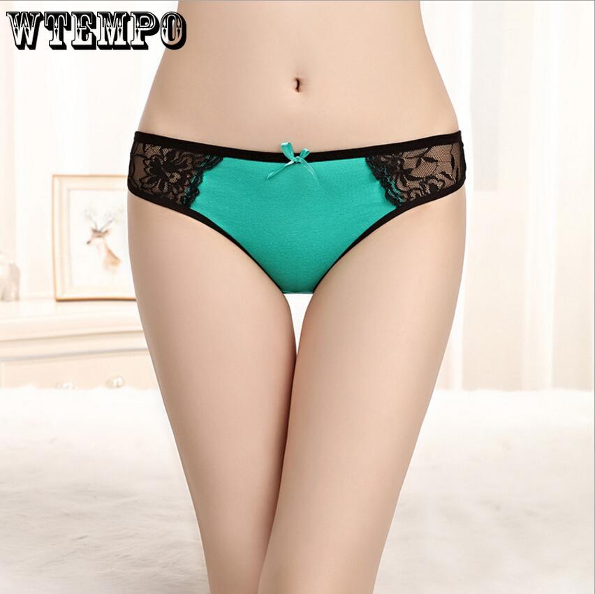 6 Pcs/Lot Fashion Brand Briefs Women's Sexy Cotton Soft Underwear Thong Panties Lace G-string