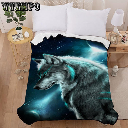 3D Wolf Moon Mandala Wall Hanging Tapestry Rug Bedspread Gypsy Throw Blanket Creative