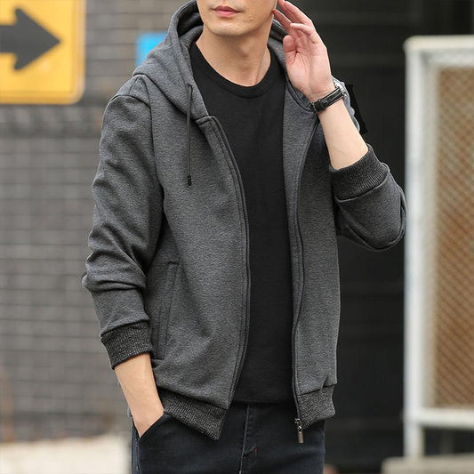 Plush Thick Hooded Sweater Men's Loose Long-sleeved Shirt Plus Fat Plus Size Casual Cardigan Jacket