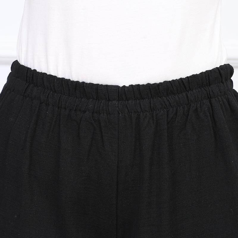 WTEMPO Women Ankle-Length Pants Ruffle Skirt-like Wide-leg Pants Female Loose High Waist Trousers Cool and Breathable