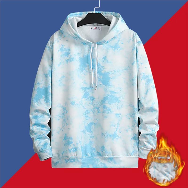 Fleece Sweater Men's Trendy Hooded Loose Dyeing Autumn and Winter Trend All-match Handsome Sweater