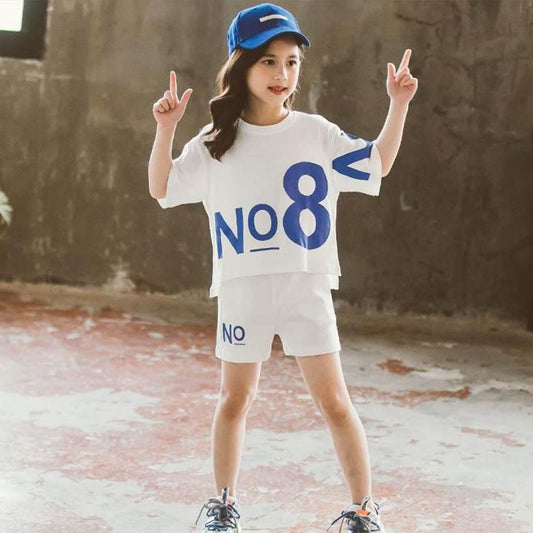 Children's Clothing Girls Short-sleeved Shorts Suit Summer Light Sports Casual Loose Breathable Children's Two-piece Suit