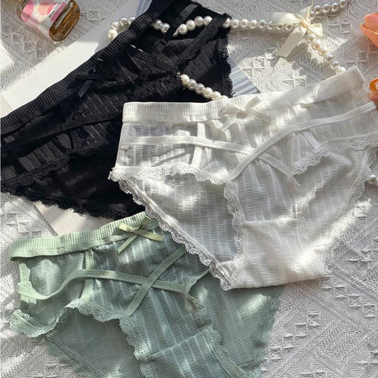 1/2pc Pure Desire Girls Panties Sexy Temptation Cross Bow Low Waist Seamless Briefs