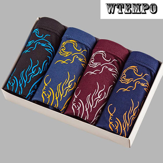 4 Pcs Men U Convex Underpants Underwear Soft and Comfortable Shorts Boxer Shorts