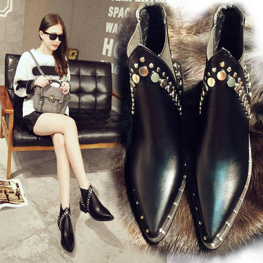 Chelsea boots Women Boots Autumn Winter High Heel Pointed Toe Ankle Winter Simple Versatile Booties