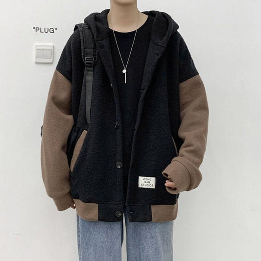 Fleece Sweater Hooded Cardigan Coat Warm Top Clothes Loose Autumn and Winter Couples Coat Comfortable and Breathable