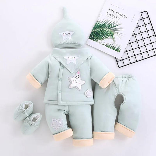 Baby Cotton-padded Clothes Suit Winter Thickening Newborn Men and Women Baby Cotton Warm Cotton-padded Clothes Newborn Six-piece Padded Jacket